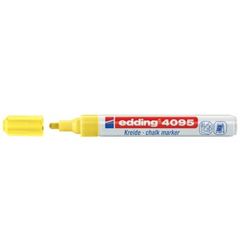  edding 4095 Kreidemarker dünn; neongelb; 2-3 mm; Rundspitze; feucht abwischbar; Flüssigkreidemarker, Chalkpen; Schaft weiß, aus Aluminium 