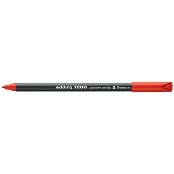  edding 1200 colour pen Faserschreiber; rot; 002; ca. 1 mm; Einwegstift, Mine nicht auswechselbar; Fasermaler mit Kappe; schwarzer Kunststoffschaft 