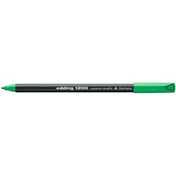  edding 1200 colour pen Faserschreiber; grün; 004; ca. 1 mm; Einwegstift, Mine nicht auswechselbar; Fasermaler mit Kappe; schwarzer Kunststoffschaft 