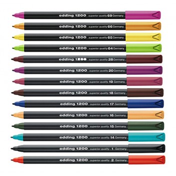  edding 1200 colour pen Faserschreiber; verschiedene Farben; 1200..; ca. 1 mm; Einwegstift, Mine nicht auswechselbar; Fasermaler mit Kappe 