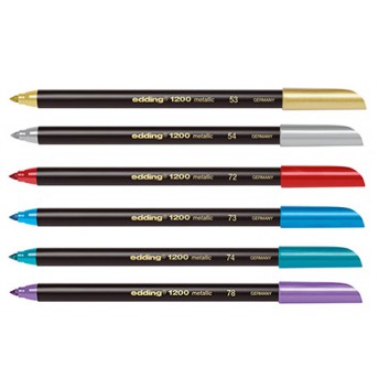  edding 1200 metallic pen Faserschreiber; 6 Farben; 1200; 1 - 3 mm; Einwegstift, Mine nicht auswechselbar; Fasermaler mit Kappe 