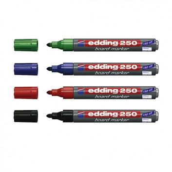  edding 250 Whiteboardmarker; verschiedene Farben; ca. 1,5-3 mm; Rundspitze, austauschbar; trocken abwischbar, nachfüllbar #643225; Whiteboardmarker 