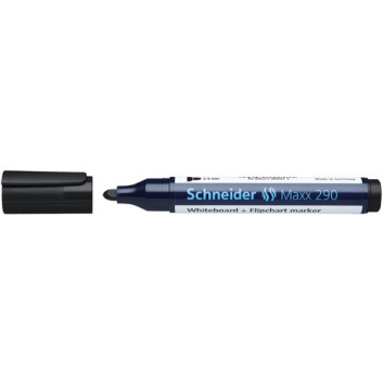  Schneider Maxx 290 Board-/Flipchartmarker; schwarz; ca. 2-3 mm; Rundspitze; Kombimarker, trocken abwischbar; Whiteboardmarker und Flipchartmarker 