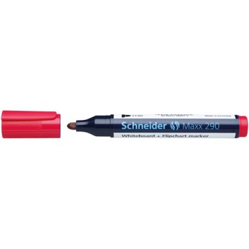  Schneider Maxx 290 Board-/Flipchartmarker; rot; ca. 2-3 mm; Rundspitze; Kombimarker, trocken abwischbar; Whiteboardmarker und Flipchartmarker 