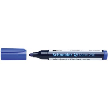  Schneider Maxx 290 Board-/Flipchartmarker; blau; ca. 2-3 mm; Rundspitze; Kombimarker, trocken abwischbar; Whiteboardmarker und Flipchartmarker 