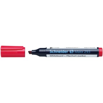  Schneider Maxx 293 Board-/Flipchartmarker; rot; ca. 2 + 5 mm; Keilspitze; Kombimarker, trocken abwischbar; Whiteboardmarker und Flipchartmarker 