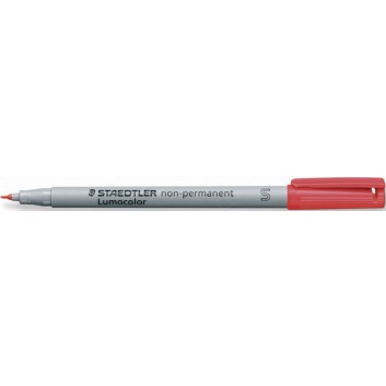  STAEDTLER Lumocolor Folienstift non-permanent; rot; S = superfein, ca. 0,4 mm; Rundspitze; wasserlöslich,feucht abwischbar v.Folien 