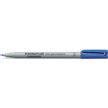  STAEDTLER Lumocolor Folienstift non-permanent; blau; S = superfein, ca. 0,4 mm; Rundspitze; wasserlöslich,feucht abwischbar v.Folien 