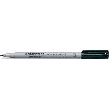  STAEDTLER Lumocolor Folienstift non-permanent; schwarz; S = superfein, ca. 0,4 mm; Rundspitze; wasserlöslich,feucht abwischbar v.Folien 