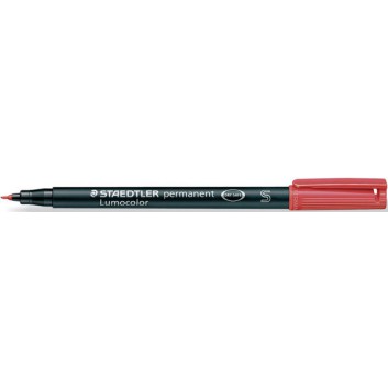  STAEDTLER Lumocolor Folienstift permanent; rot; S = superfein, ca. 0,4 mm; Rundspitze; wisch- und wasserfest, schnelltrockend 