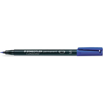  STAEDTLER Lumocolor Folienstift permanent; blau; S = superfein, ca. 0,4 mm; Rundspitze; wisch- und wasserfest, schnelltrockend 