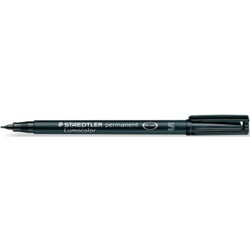  STAEDTLER Lumocolor Folienstift permanent; schwarz; S = superfein, ca. 0,4 mm; Rundspitze; wisch- und wasserfest, schnelltrockend 