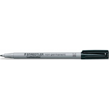  STAEDTLER Lumocolor Folienstift non-permanent; schwarz; M = mittel, ca. 1,0 mm; Rundspitze; wasserlöslich,feucht abwischbar v.Folien 