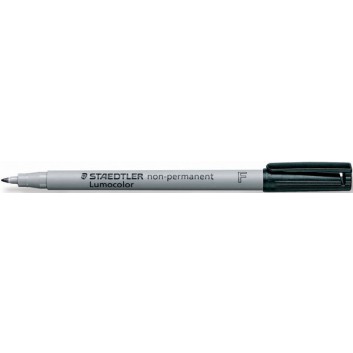  STAEDTLER Lumocolor Folienstift non-permanent; schwarz; F = fein, ca. 0,6 mm; Rundspitze; wasserlöslich,feucht abwischbar v.Folien 