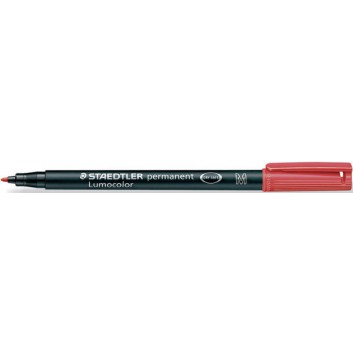  STAEDTLER Lumocolor Folienstift permanent; rot; M = mittel, ca. 1,0 mm; Rundspitze; wisch- und wasserfest, schnelltrockend 