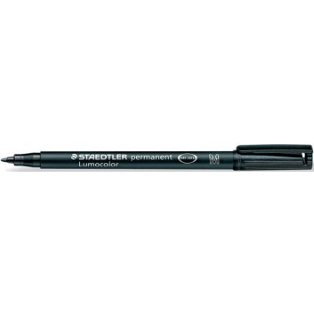  STAEDTLER Lumocolor Folienstift permanent; schwarz; M = mittel, ca. 1,0 mm; Rundspitze; wisch- und wasserfest, schnelltrockend 