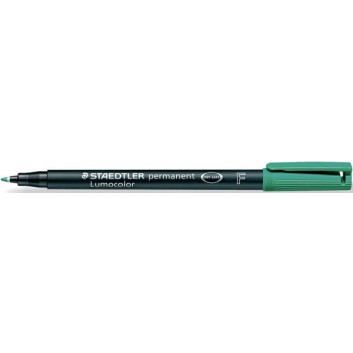  STAEDTLER Lumocolor Folienstift permanent; grün; F = fein, ca. 0,6 mm; Rundspitze; wisch- und wasserfest, schnelltrockend 