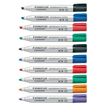  STAEDTLER Lumocolor® 351 Whiteboardmarker; verschiedene Farben; ca. 2 mm oder 5 mm; Rund- / Keilspitze; trocken abwischbar, nachfüllbar 
