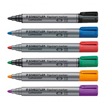  STAEDTLER Lumocolor® 356 Flipchartmarker; verschiedene Farben; ca. 2 mm; Rundspitze; nachfüllbar mit Tankstelle 488; Flipchartmarker 