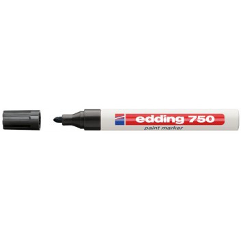  edding 750 Lackmarker permanent mittel; schwarz; ca. 2 - 4 mm; Rundspitze, austauschbar; Kappe umsteckbar, Aluminiumschaft 