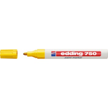  edding 750 Lackmarker permanent mittel; gelb; ca. 2 - 4 mm; Rundspitze, austauschbar; Kappe umsteckbar, Aluminiumschaft 