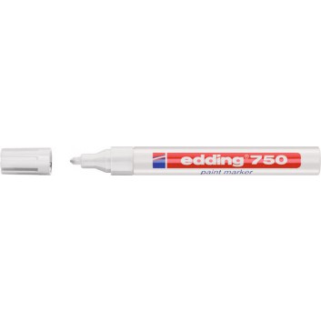  edding 750 Lackmarker permanent mittel; weiß; ca. 2 - 4 mm; Rundspitze, austauschbar; Kappe umsteckbar, Aluminiumschaft 