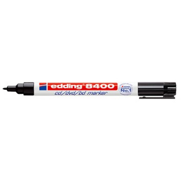  edding 8400 CD/DVD/BD Permanentmarker; schwarz; ca. 0,5-1,0 mm; Rundspitze; permanent, wischfest, lichtbeständig; Permanentmarker 