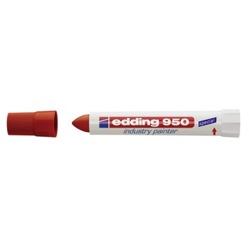  edding 950 industry painter; rot; ca. 1 mm; Rundspitze mit Drehmechanik; wisch- und wasserfest nach dem Trocknen; Spezialmarker, Pastenmarker 