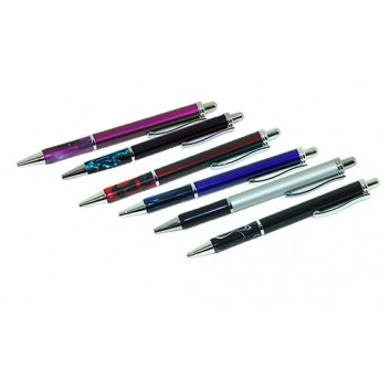  Druckkugelschreiber; marmoriertes Unterteil; schwarz; schwarz; Druckkugelschreiber; Metallclip silber; Großraummine Typ G2 = Parkersystem 