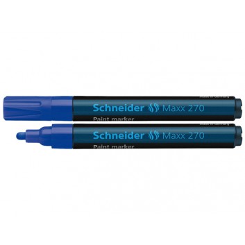  Schneider Maxx 270 Lackmarker; blau; 1-3 mm; Rundspitze, austauschbar; Kappe umsteckbar, Kunststoffschaft; Lackstift, vor Gebrauch schütteln 