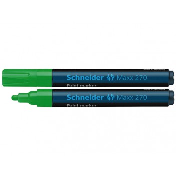  Schneider Maxx 270 Lackmarker; grün; 1-3 mm; Rundspitze, austauschbar; Kappe umsteckbar, Kunststoffschaft; Lackstift, vor Gebrauch schütteln 