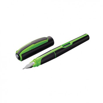  Pelikan Füller Style Neon; Bicolor; schwarz-neongrün; M; mit Tintensichtfenster; Schulfüller; für Rechts-und Linkshänder 