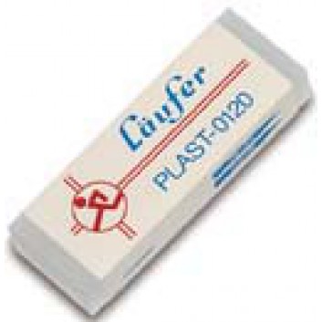  LÄUFER PLAST Radiergummi; klar; groß: 65 x 21 x 12 mm (L x B x H); für Bleistifte und Buntstifte; Kunststoff mit Papierbanderole 