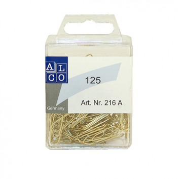  ALCO Büroklammern; 26 mm; gold; Stahl; glatte, eckige Form; vermessingt 