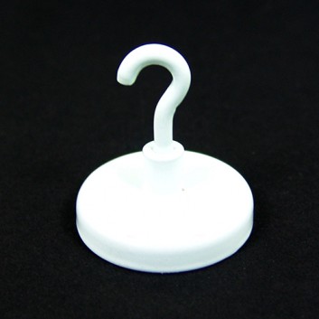  ALCO Hakenmagnet; Ø 36 mm; weiß / vernickelt; 8kp; rund, mit Haken 