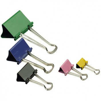  ALCO Foldbackklammern; 41 mm; verschiedene Farben; kräftiger Federstahl; Klemmdicke max: 19 mm; Bügel abnehmbar 