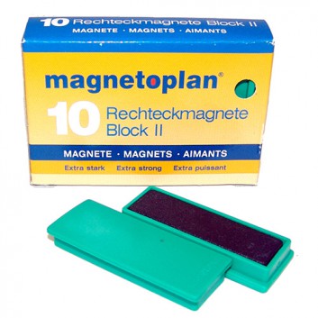  Magnetoplan Magnete; 19 x 54 mm; grün; 13N (ca. 1300 g); rechteckig 