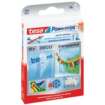  tesa Powerstrips® Deco; transparent; 300 g; 16 Deko-Strips; 16 Deko-Strips 