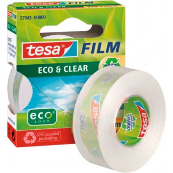  tesa tesafilm® Eco & Clear; 19 mm x 33 m (Midi); transparent; PP recycling; ohne Lösungsmittel; 1 Rolle Klebefilm in Kartonverpackung 