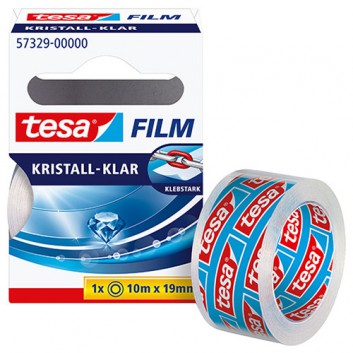  tesa tesafilm® kristall-klar; 19 mm x 10 m (Mini); kristallklar; PP (ehem. Multifilm); 1 Rolle Klebefilm in Kartonverpackung 