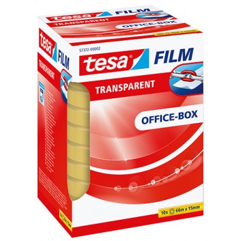 tesa tesafilm® transparent - 10er-Office-Box; 15 mm x 66 m (Maxi); transparent; PP; Office-Box mit 10 Rollen; KernØ 76 mm, AußenØ ca. 110 mm 