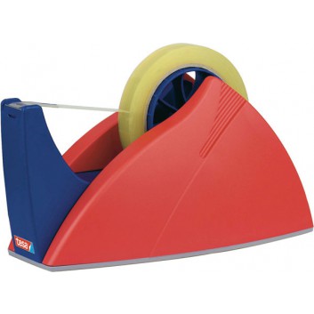  tesa PROFESSIONAL EasyCut Tischabroller -Maxi; bis 66 m x 25 mm = Maxirollen; rot-blau; leer = ohne Klebefilm; rutschfest, sehr stabil 