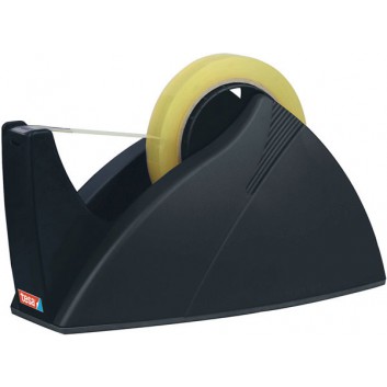  tesa PROFESSIONAL EasyCut Tischabroller -Maxi; bis 66 m x 25 mm = Maxirollen; schwarz; leer = ohne Klebefilm; rutschfest, sehr stabil 