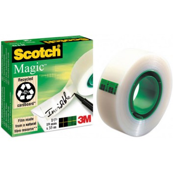  Scotch Klebefilm Magic unsichtbar; 19 mm x 33 m (Midi); unsichtbar; Zellulose Acetat; beschriftbar; KernØ 25 mm, AußenØ ca. 60 mm 