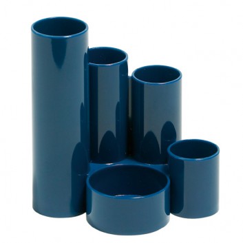  ALCO Stifteköcher; 147 x 105 x 148 mm (B x T x H); weiß / schwarz / rot / blau; aus Polystyrol (PS); 5 Fächer; Rohre in unterschiedlichen Höhen 