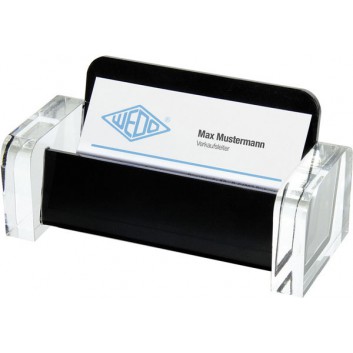  WEDO Visitenkarten-Aufsteller Acryl exklusiv; weiß-schwarz/glasklar-schwarz; Acryl; für bis zu 200 Karten; 115 x 55 x 50 mm  ( B x H x T ) 