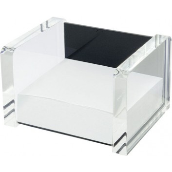  WEDO Zettelbox; 9,0 x 9,0 cm; weiß-schwarz o. glasklar-schw; gefüllt mit farbigen Notizzetteln; Acryl 
