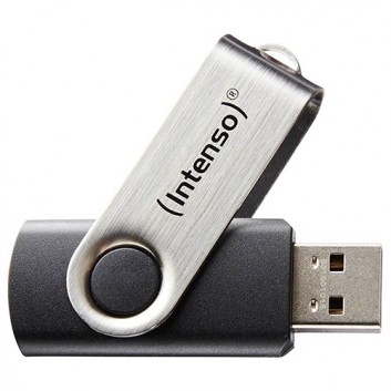  Intenso USB-Stick Basic 2.0; 64 GB; schwarz-silber; Drehring; Format: 6,4 x 1,8 x 1,1 (B x T x H) 