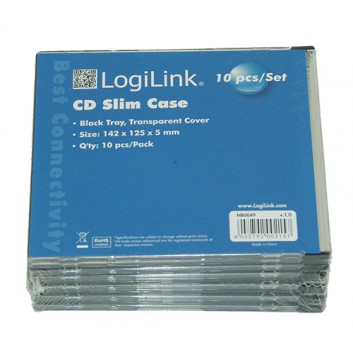  CD/DVD-Leerhülle; 125 x 145 x 5 mm (B x T x H); Deckel: klar, Einlegeboden: schwarz; für 1 CD/DVD; Kunststoff; Slim Case 