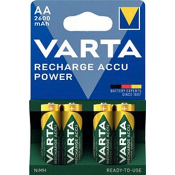  VARTA Ni-Mh Accu AA / LR6 Varta Professional; 1,2 V; 2600 mAh (z.B. für Blitz; Höhe: 50,5, Ø 14,5 mm; AA (Mignon); 30g je Accu; im 4er - Blister 